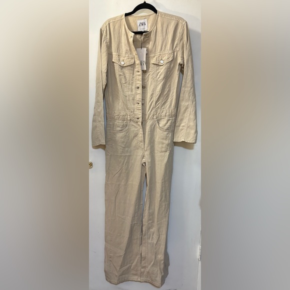 Nwt- zara- linen blend jumpsuit-XS - Picture 3 of 6